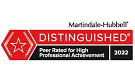 Martindale-Hubbell Distinguished 2022, peer rated for high professional achievement